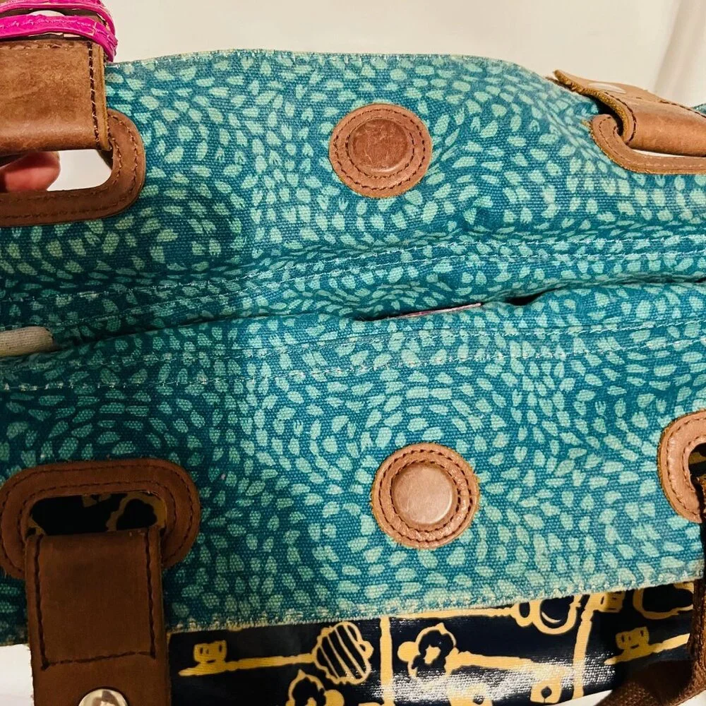 Fossil Key-Per Shoulder/Tote Purse-Teal/Navy Shopper-14
